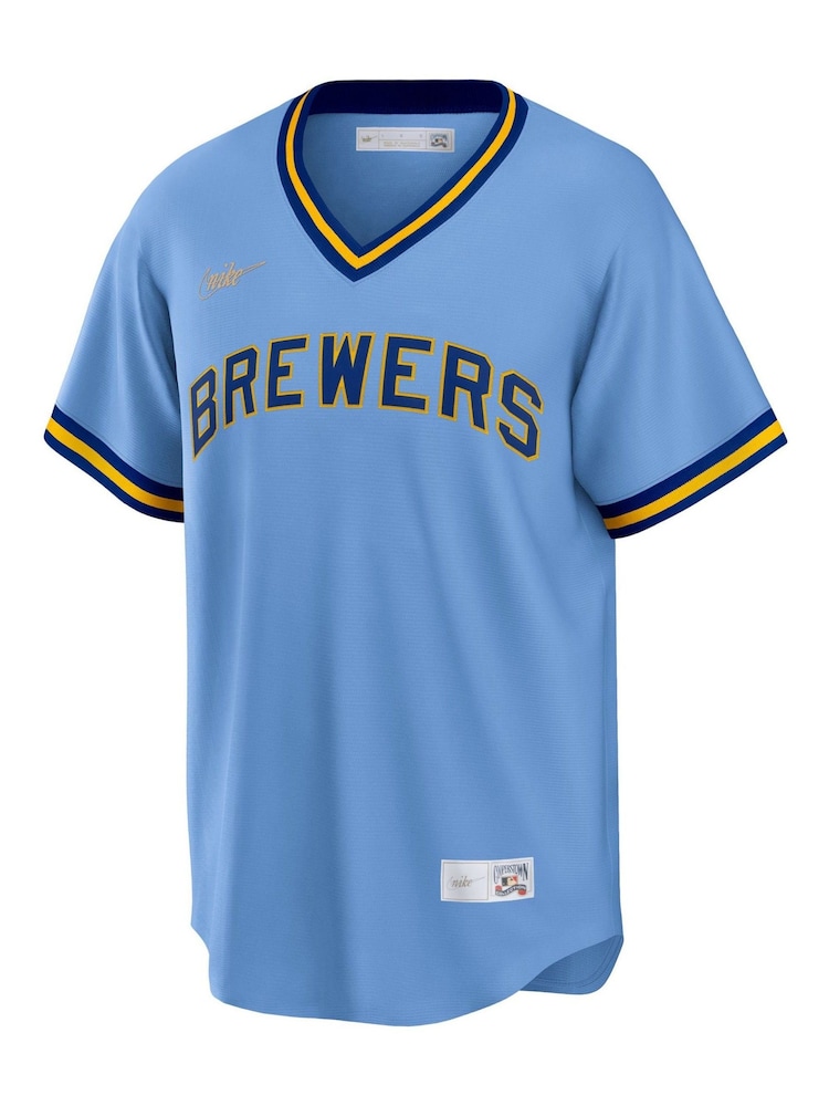 Nike Blue Milwaukee Brewers Nike Official Replica Cooperstown 1982 Jersey - Image 2 of 3 Nike Blue Milwaukee Brewers Nike Official Replica Cooperstown 1982 Jersey - Image 2 of 3