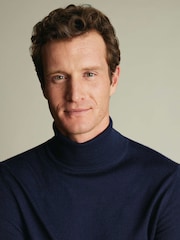 Charles Tyrwhitt Blue Pure Merino Roll Neck Jumper - Image 3 of 7