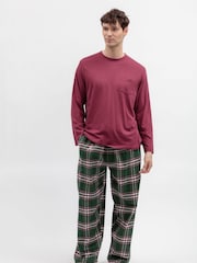 Červená - Cyberjammies žerzejový top a kostkované pyžamo Sada - Obrázek 1 z 2