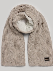 Superdry Cream Cable Knit Scarf - Image 1 of 2