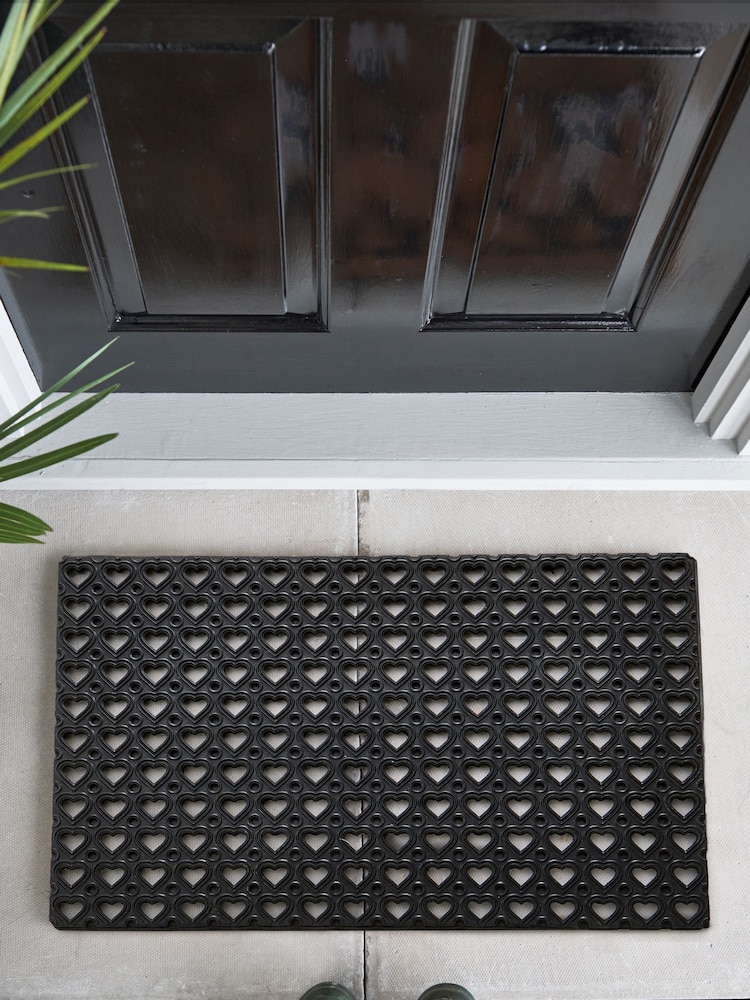 Black Mini Hearts Doormat - Image 1 of 3