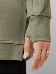 Sweaty Betty Bracken Green After Class Yoke Longline Sweatshirt - Image 4 of 6