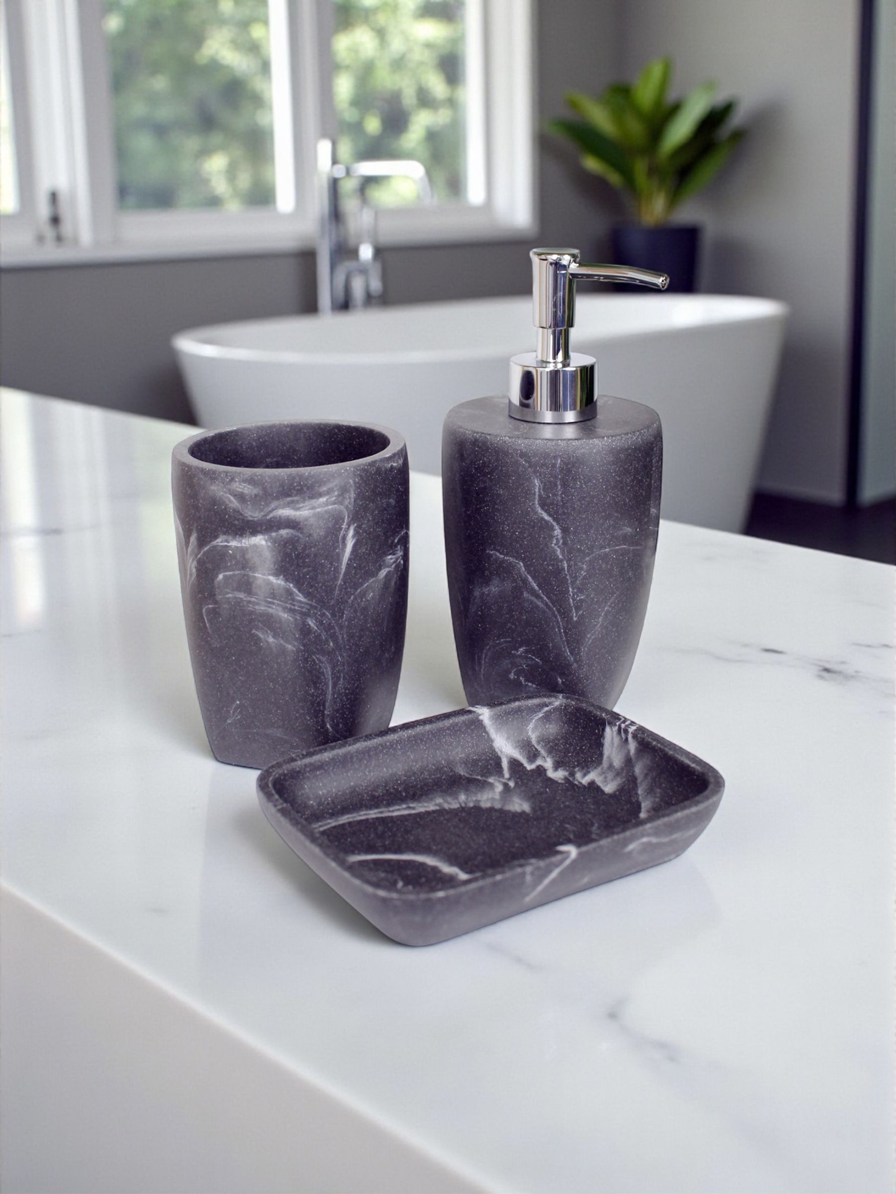 Buy Showerdrape Grey Octavia 3 Piece Bathroom Accessory Set from the ...