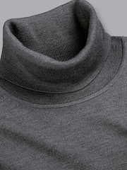 Charles Tyrwhitt Grey Pure Merino Roll Neck Jumper - Image 4 of 5