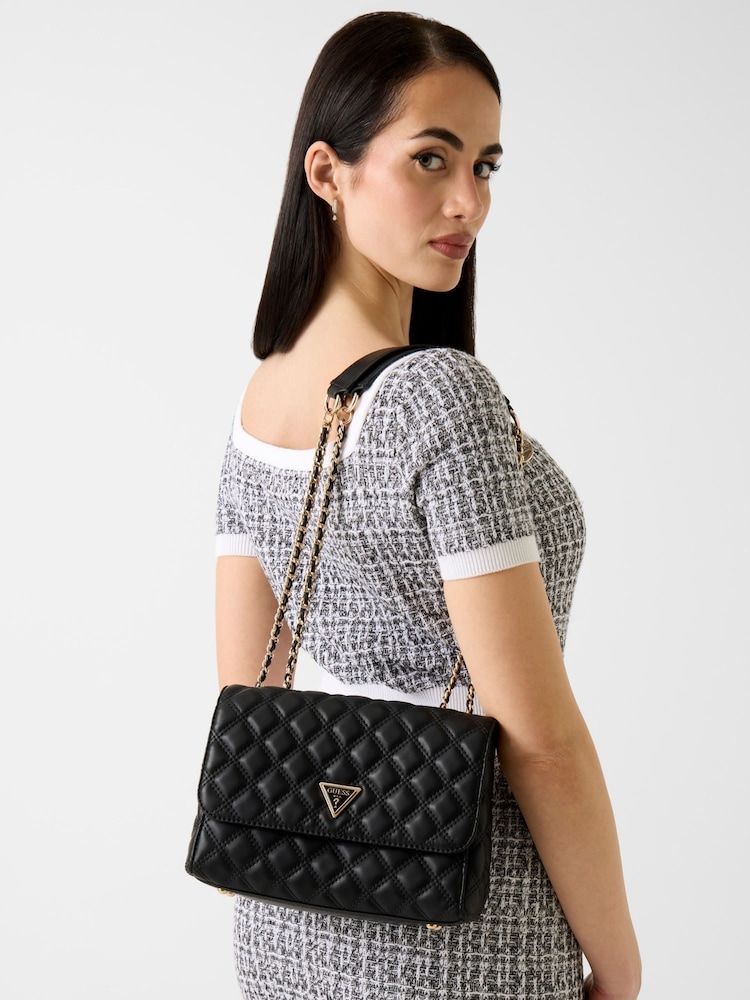 Guess Black Giully Ii 2 Comp Convertible Flap Bag - Image 2 of 4