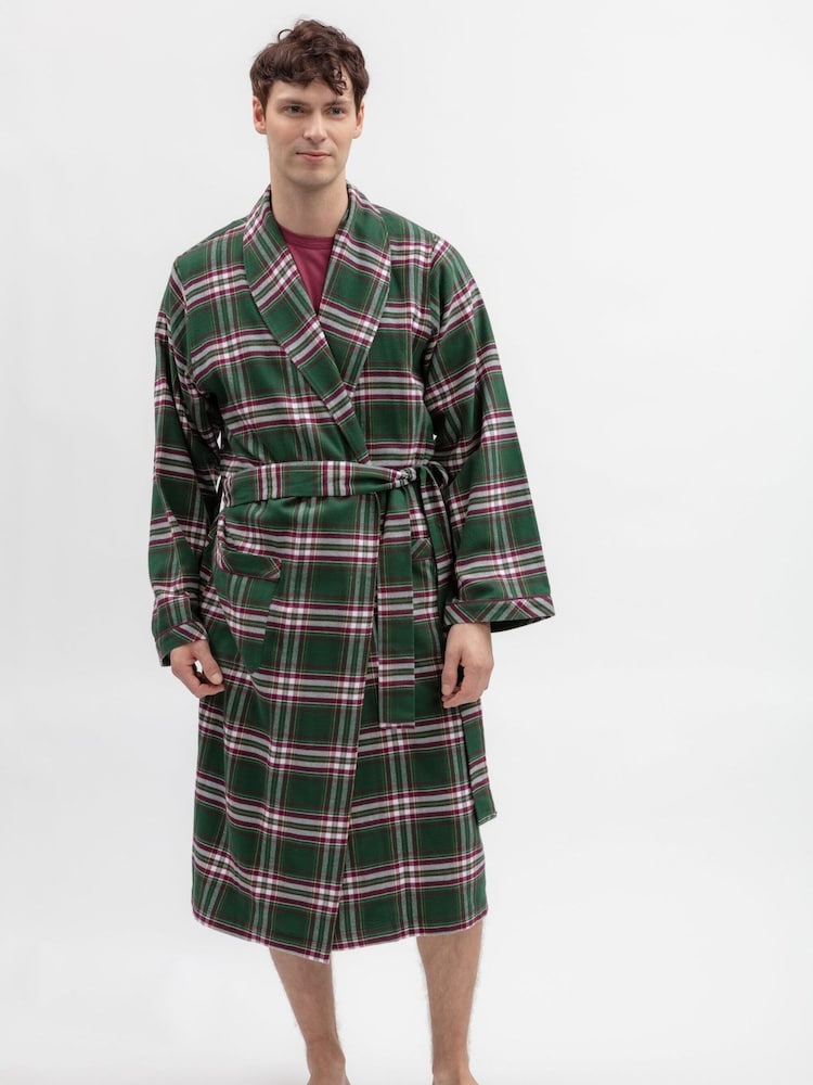 Cyberjammies Green Check Long Dressing Gown - Image 1 of 3 Cyberjammies Green Check Long Dressing Gown - Image 1 of 3