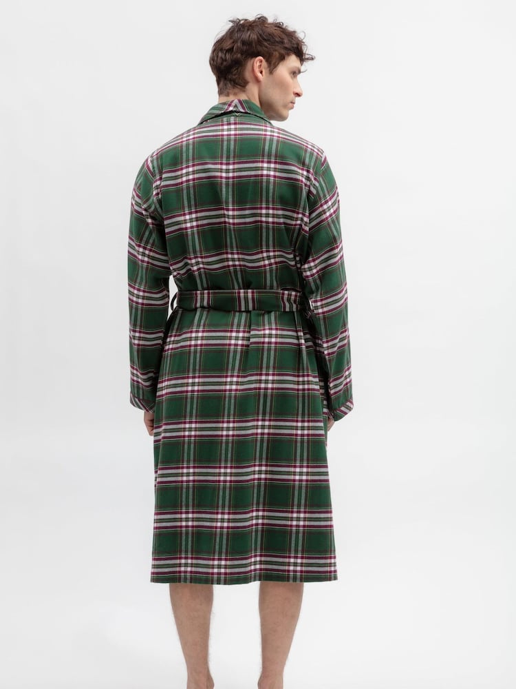 Cyberjammies Green Check Long Dressing Gown - Image 2 of 3 Cyberjammies Green Check Long Dressing Gown - Image 2 of 3