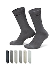 Nike Grey Everyday Plus Cushioned Training Crew Socks 6 Pack - Image 1 of 4