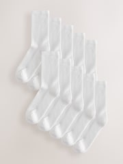 White Cushion Sole Ribbed Sport Ankle Socks 10 Pack With Arch Support - Image 1 of 13