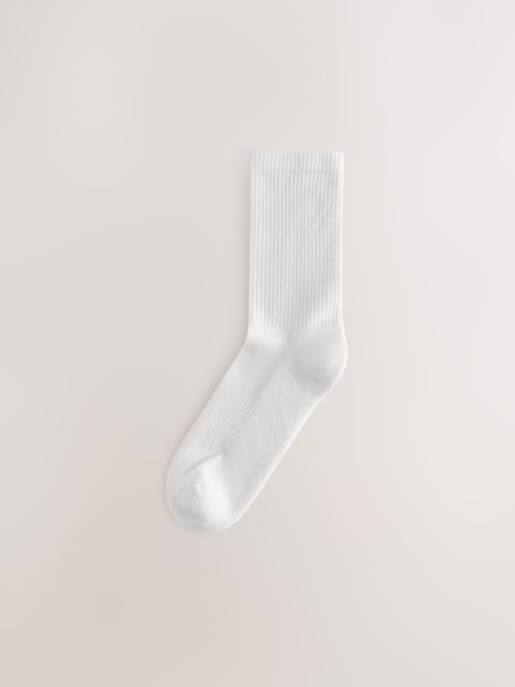 White Cushion Sole Ribbed Sport Ankle Socks 10 Pack With Arch Support - Image 2 of 13