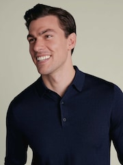Charles Tyrwhitt Blue Pure Merino Polo Neck Jumper - Image 3 of 6