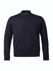 Charles Tyrwhitt Blue Pure Merino Polo Neck Jumper - Image 4 of 6