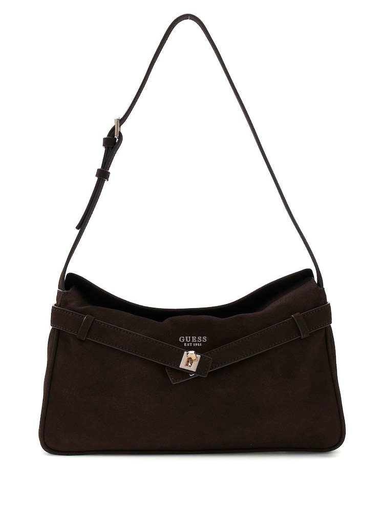 Guess Brown Ella Shoulder Bag - Image 1 of 2 Guess Brown Ella Shoulder Bag - Image 1 of 2