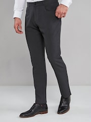 Charcoal Grey Jean Style Machine Washable Plain Front Formal Trousers - Image 1 of 4