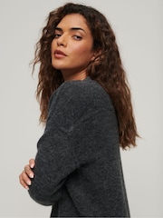 Superdry Grey V-Neck Knit Jumper Dress - Image 3 of 4
