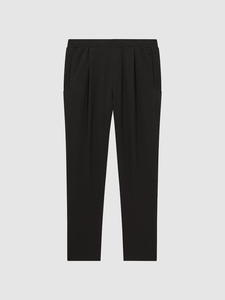 Reiss Black Hiroshio Tapered Textured Trousers - Image 2 of 4
