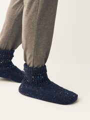 Navy Blue Memory Foam Slippers Socks Boots - Image 1 of 6