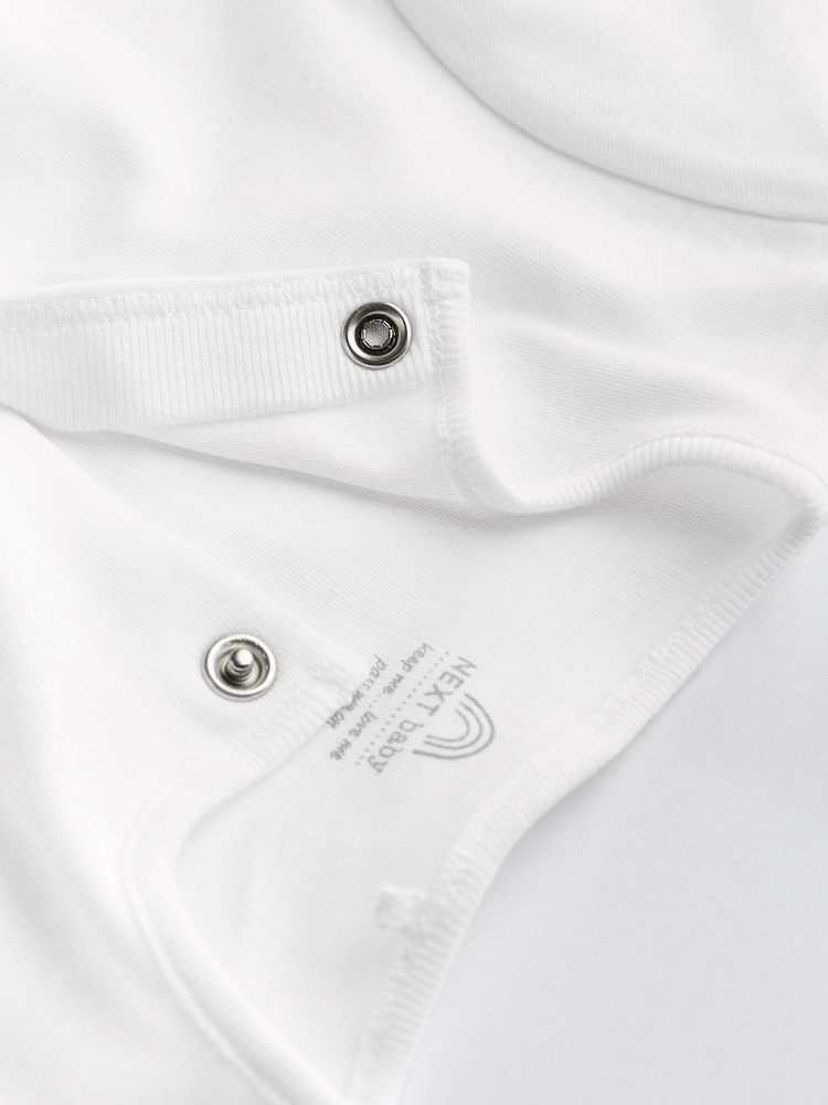 White 5 Pack 100% Cotton Baby Sleepsuits (0-18mths) - Image 4 of 7