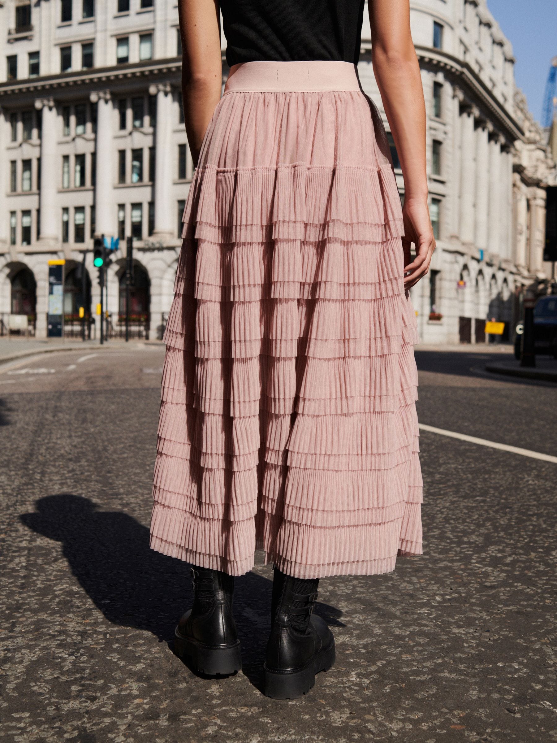Buy Pink Mesh Tulle Midi Skirt from Next USA
