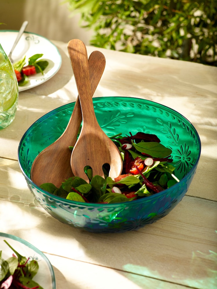 Teal Mediterranean Picnic Serveware Salad Bowl Set - Image 1 of 4