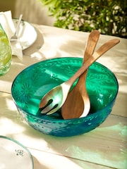 Teal Mediterranean Picnic Serveware Salad Bowl Set - Image 2 of 4