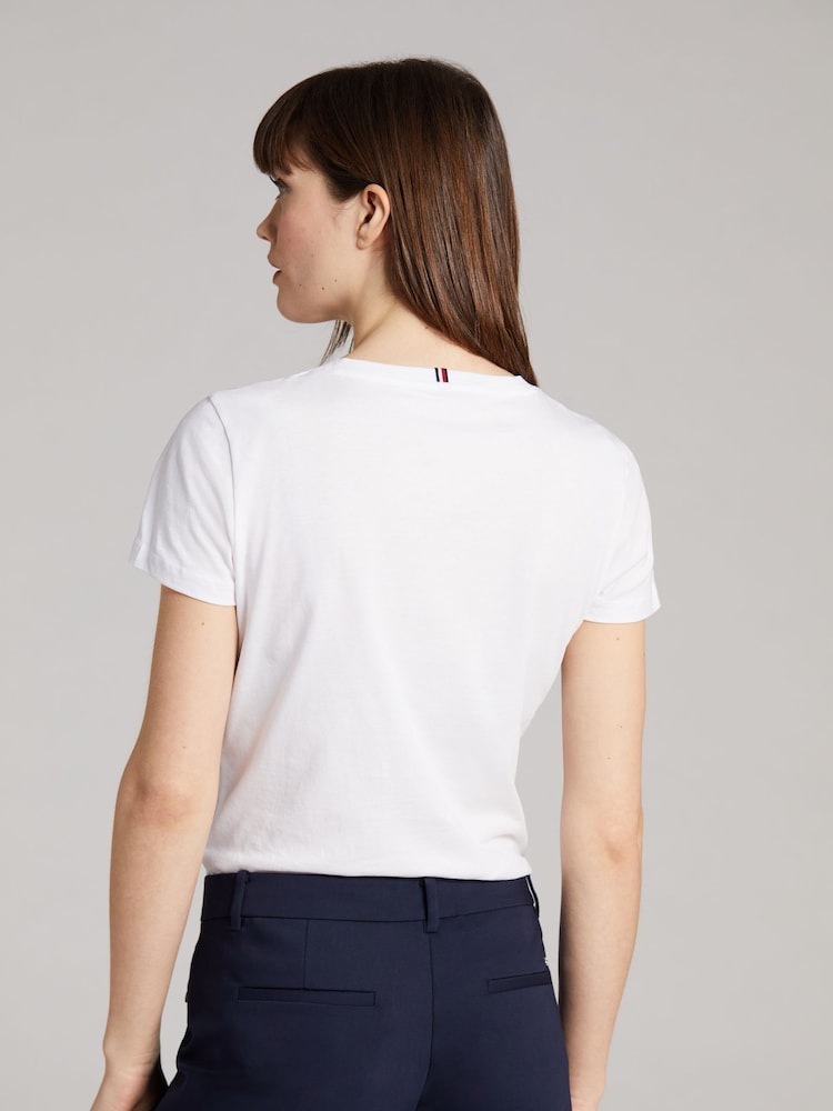 Tommy Hilfiger White Heritage Alex 100% Cotton T-Shirt - Image 2 of 3