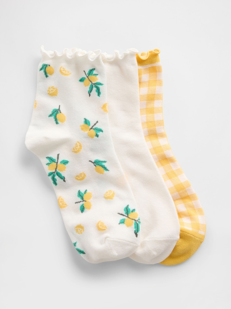 Gap Yellow Crew Ankle Socks 3-Pack - Image 1 of 2 Gap Yellow Crew Ankle Socks 3-Pack - Image 1 of 2