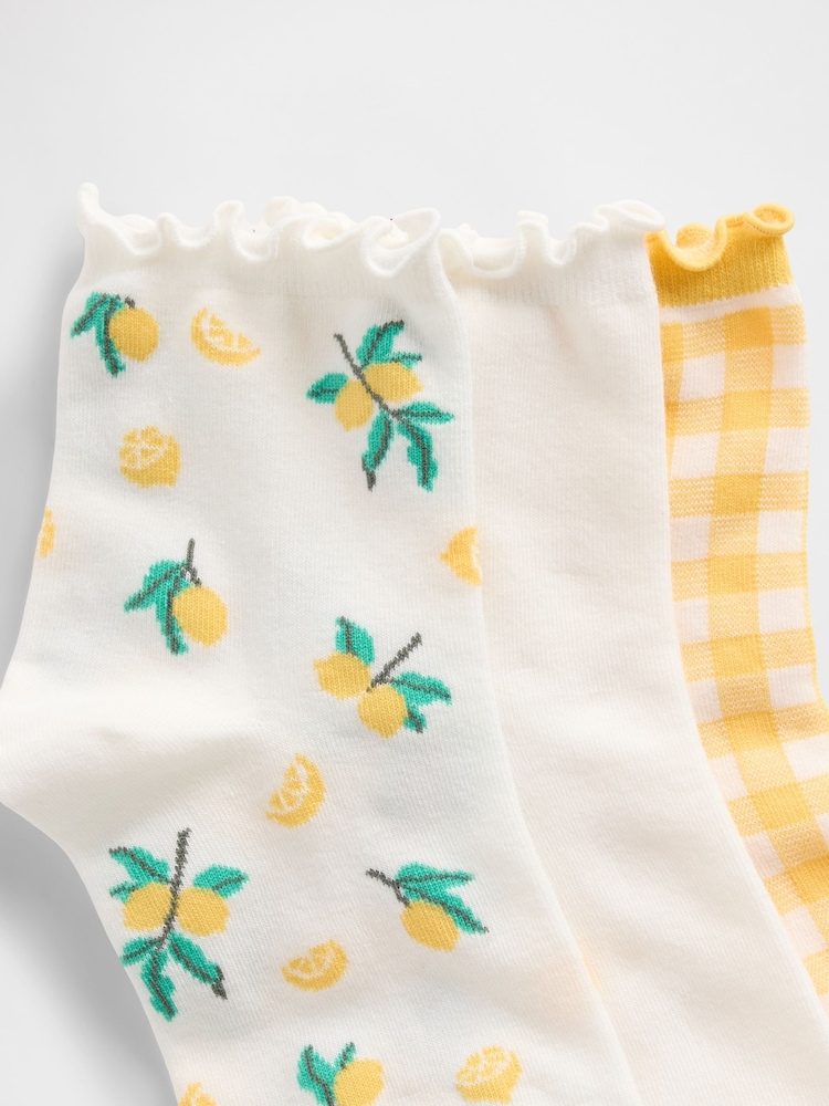 Gap Yellow Crew Ankle Socks 3-Pack - Image 2 of 2 Gap Yellow Crew Ankle Socks 3-Pack - Image 2 of 2