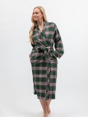 Cyberjammies Green Brushed Check Long Dressing Gown - Image 2 of 4