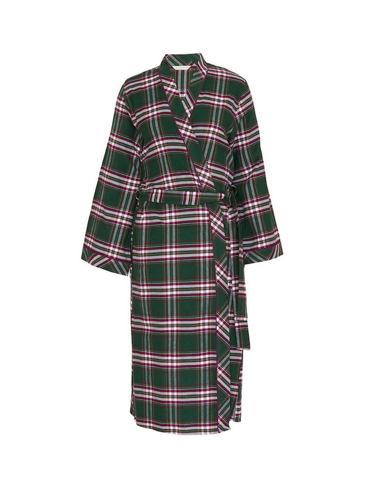 Cyberjammies Green Brushed Check Long Dressing Gown - Image 4 of 4 Cyberjammies Green Brushed Check Long Dressing Gown - Image 4 of 4