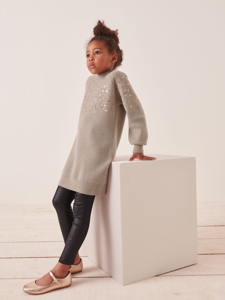 Mink Brown Sequin Jumper Dress (3-16yrs) - Image 2 of 7 Mink Brown Sequin Jumper Dress (3-16yrs) - Image 2 of 7