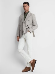 Reiss Olive Quick Slim Fit Linen Button-Down Shirt - Image 3 of 5