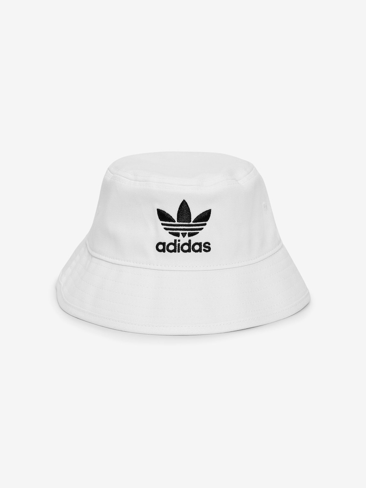 adidas Originals White Trefoil 100% Cotton Bucket Hat - Image 1 of 6
