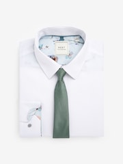 White/Sage Green Slim Fit Occasion Shirt And Tie Pack - Image 7 of 8