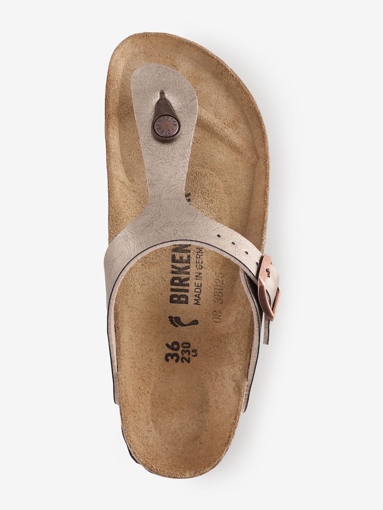 Birkenstock Taupe Brown Gizeh Birko Flor Sandals - Image 3 of 5