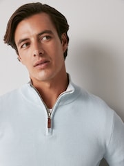 Sky Blue - Стандартный крой 100% хлопок Premium Quarter Zip джемпер - Image 1 of 7