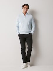 Sky Blue - Стандартный крой 100% хлопок Premium Quarter Zip джемпер - Image 2 of 7