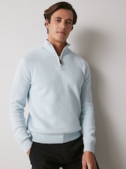 Sky Blue - Стандартный крой 100% хлопок Premium Quarter Zip джемпер - Image 3 of 7