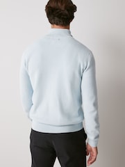 Sky Blue - Стандартный крой 100% хлопок Premium Quarter Zip джемпер - Image 4 of 7