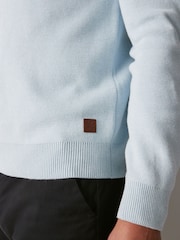 Sky Blue - Стандартный крой 100% хлопок Premium Quarter Zip джемпер - Image 5 of 7