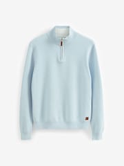 Sky Blue - Стандартный крой 100% хлопок Premium Quarter Zip джемпер - Image 6 of 7