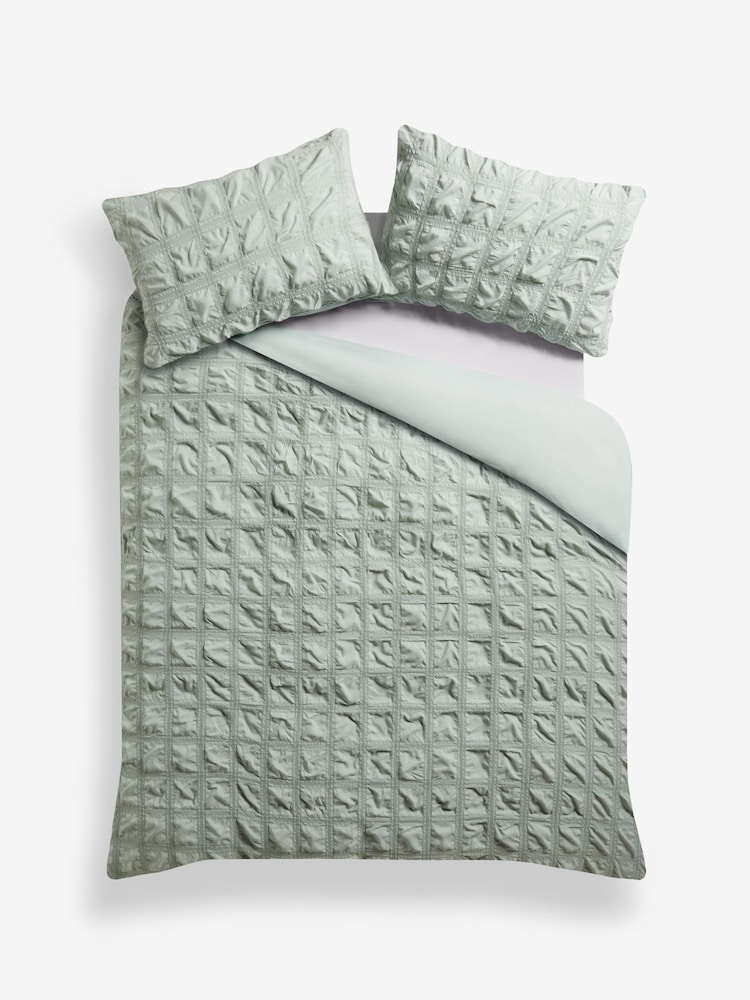 Sage Green Seersucker Supersoft Textured Duvet Cover and Pillowcase Set - Image 4 of 4 Sage Green Seersucker Supersoft Textured Duvet Cover and Pillowcase Set - Image 4 of 4