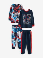 Red/Blue Football 2 Pack Long Leg Pyjamas (3-16yrs) - Image 1 of 3