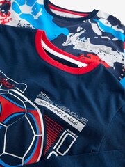 Red/Blue Football 2 Pack Long Leg Pyjamas (3-16yrs) - Image 3 of 3