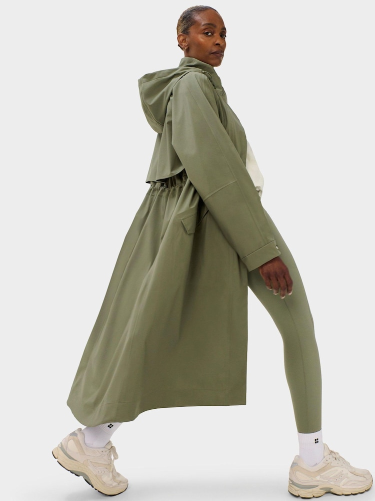 Sweaty Betty Green Motion Waterproof Longline Parka - Image 1 of 6 Sweaty Betty Green Motion Waterproof Longline Parka - Image 1 of 6