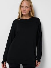 Sweaty Betty Black After Class Yoke Longline Sweatshirt - Image 1 of 6