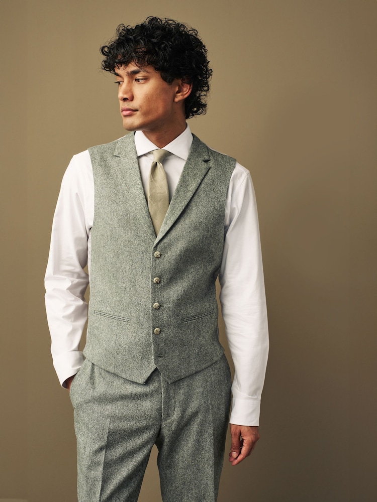 Green Nova Fides Italian Wool Blend Suit: Waistcoat - Image 1 of 8