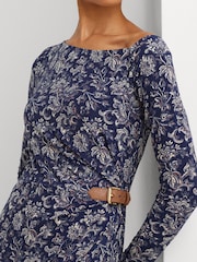 Lauren Ralph Lauren Navy Salbie Off Shoulder Midi Dress - Image 1 of 1