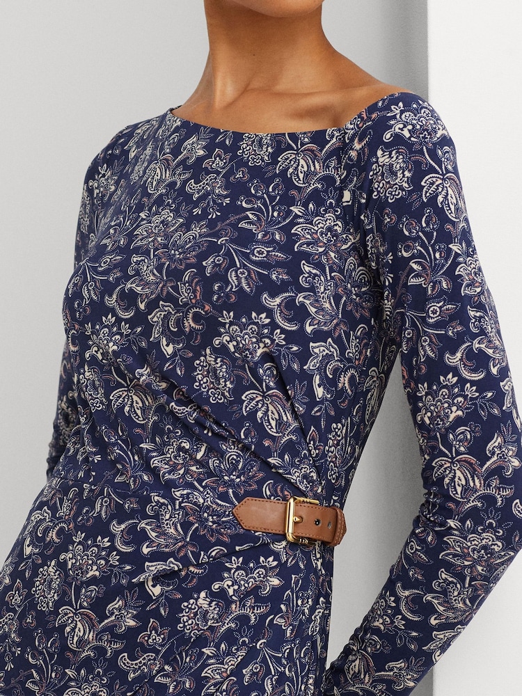 Lauren Ralph Lauren Navy Salbie Off Shoulder Midi Dress - Image 1 of 1