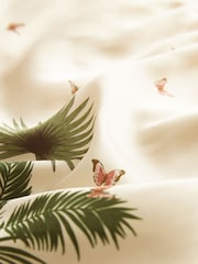 Beige Satin Bandeau Muted Tropical Print Top - Image 4 of 5